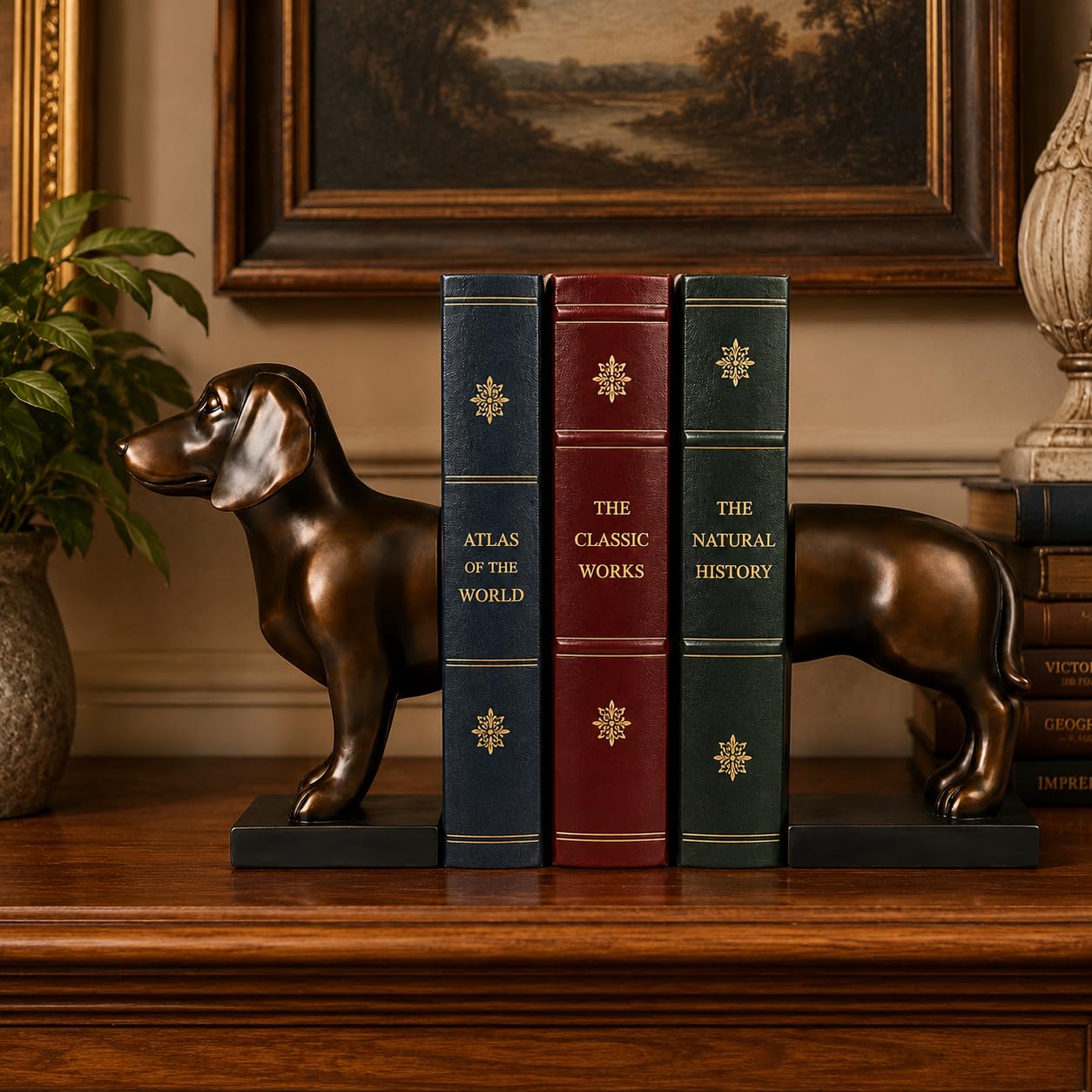 Comfy Hour Farmhouse Home Decor Collection 12" Length 9" Height Set of 2 Dachshund Dog Bookends Art Bookend, 1 Pair, Solid Heavy Weight, Polyresin