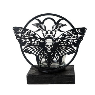 Pacific Giftware Candle Holder, 5 Inches - Death's Head Moth, Black/White