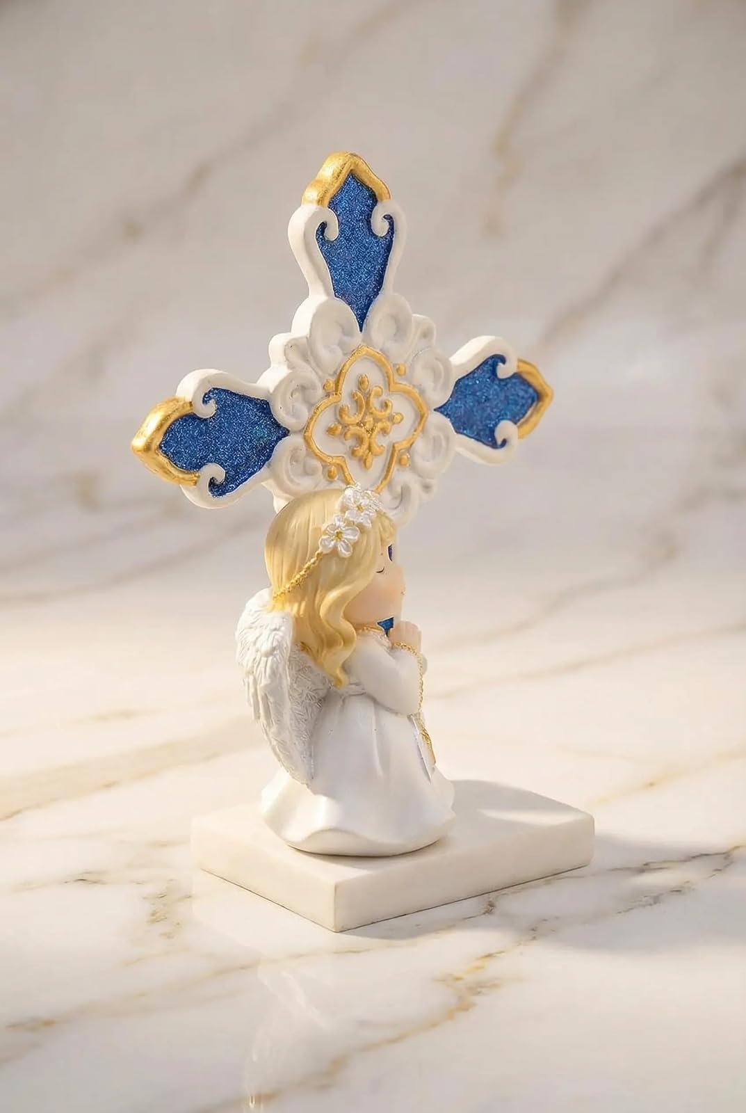Comfy Hour Praying Girl Communion Collection Praying Girl Angel with Rosary Figurine and Cross Keepsake My First Communion, Polyresin