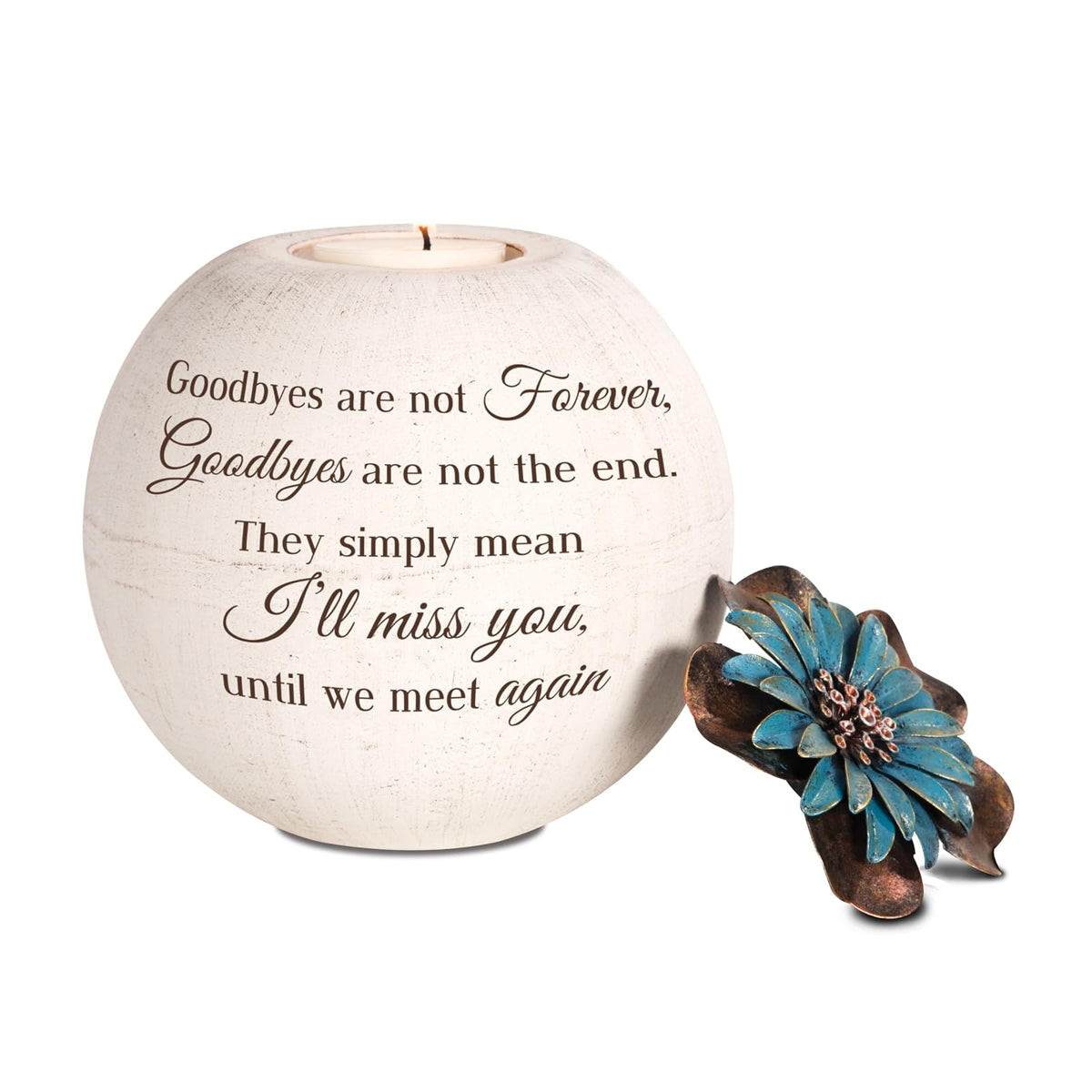 Pavilion Gift Company Candle Holder, 5", Cream, Bronze, Teal