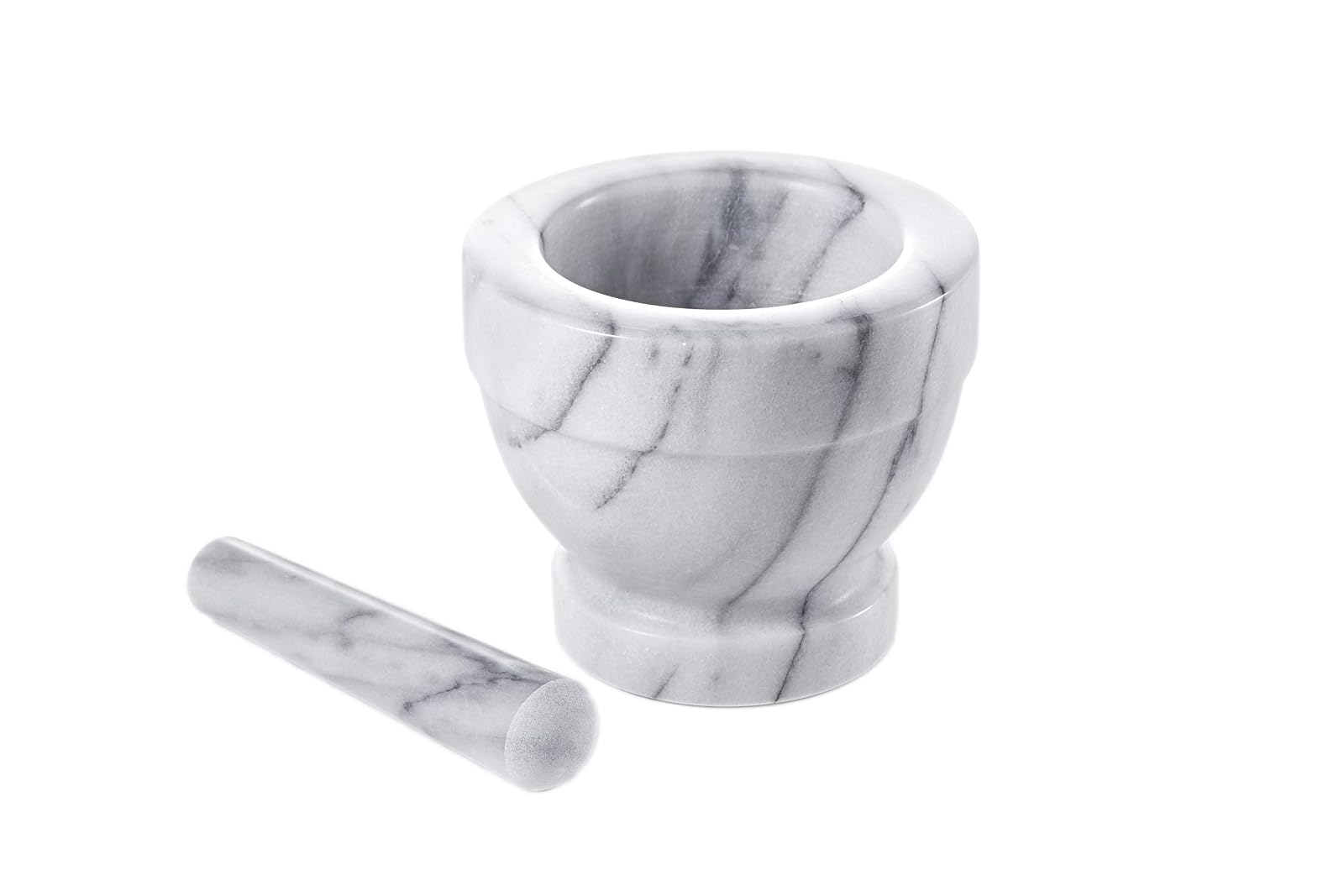 JEmarble Mortar and Pestle Set 4x4 inch, Natural Stone Surface Polished For Easy Cleaning, Heavy/Durable/Elegant (Pearl White)