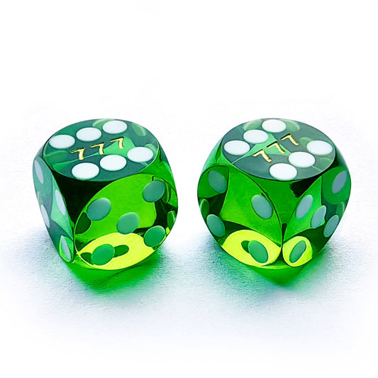 Bescon Professional Precision Dice Round Corner 9/16" (14.3mm) with Random Serial Number, Precision Cut Dice 14.3MM Gem Green, 2pcs Set
