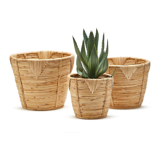 Two's Company Bati Set of 3 Conical Basket Includes 3 Sizes - Cane