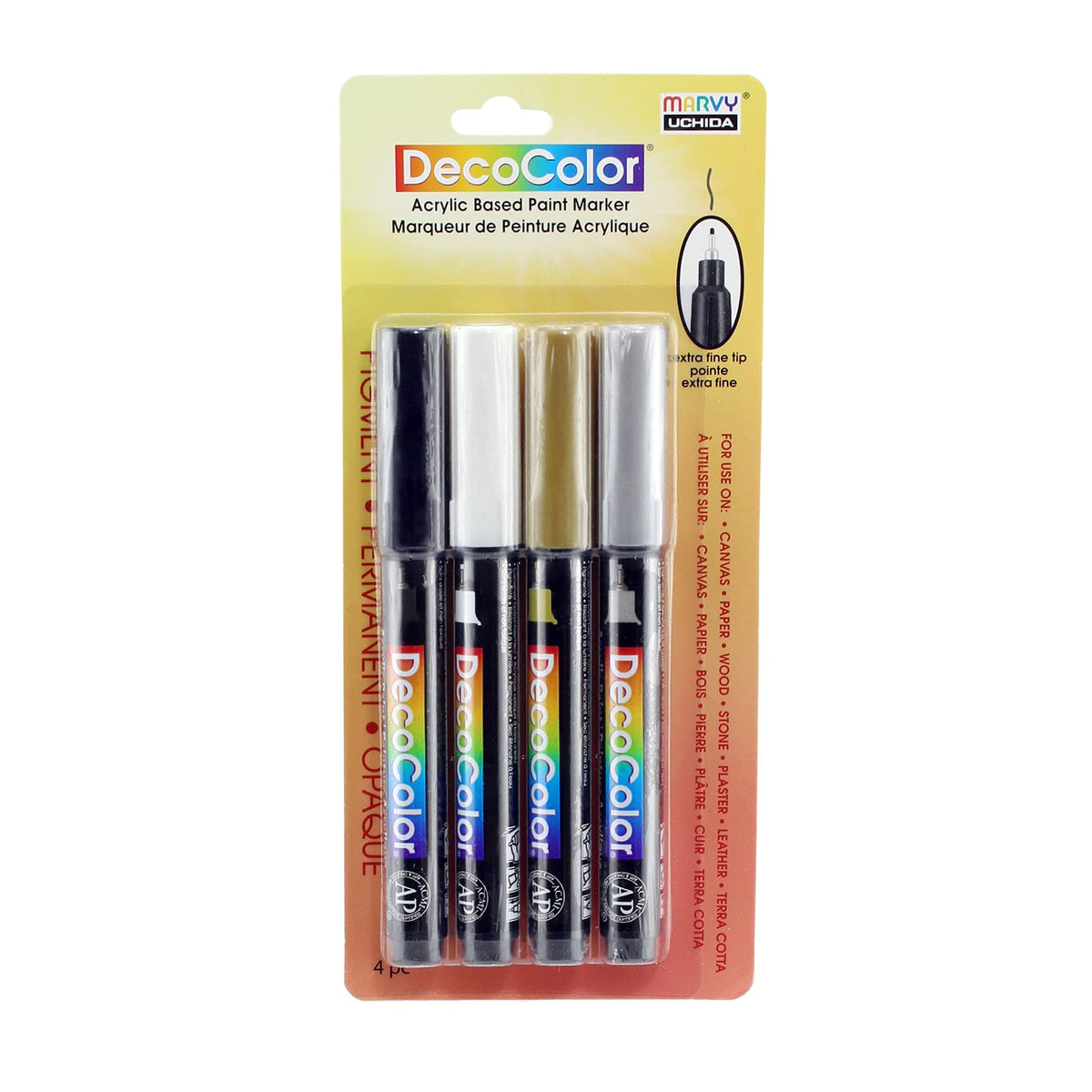 Uchida Marking Pen, 1 Count (Pack of 1), Black, Gold, Silver and White