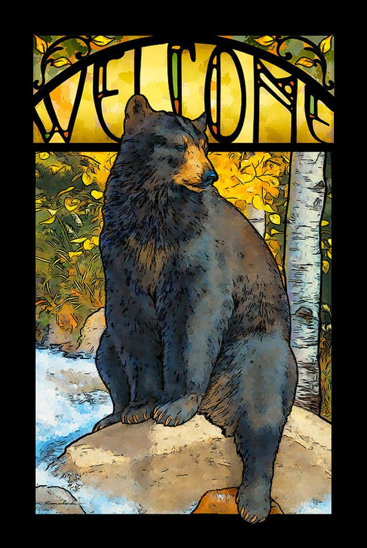 Wild Wings(MN) The Black Bear Paws Advertising Stained Glass Art by Lee Kromschroeder