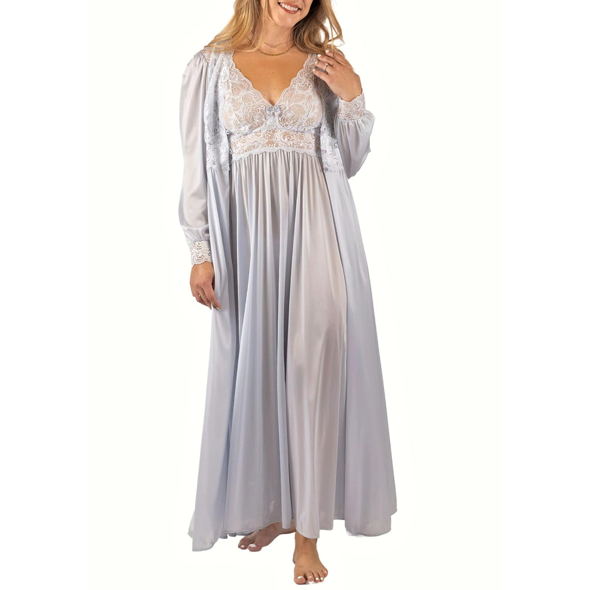 Shadowline Nightgown Nightshirt, 1X, Silver