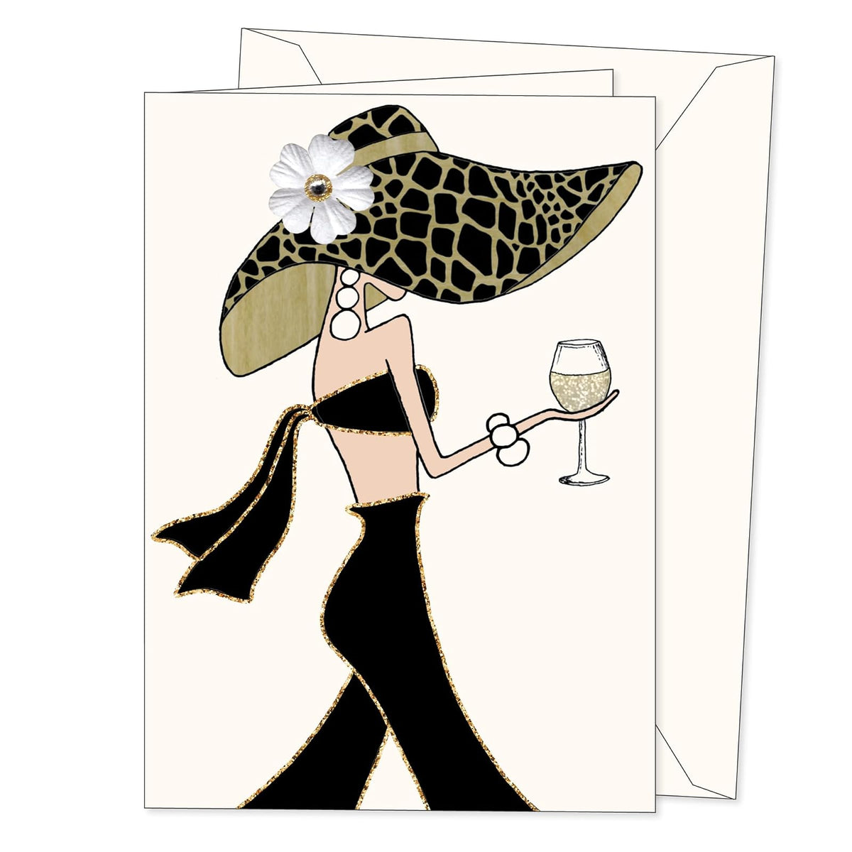 SHADE TREE GREETINGS Greeting Card, 5" x 7", Sip & Stroll Gal