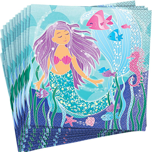 Unique Industries Mermaid Party Napkins, 16ct