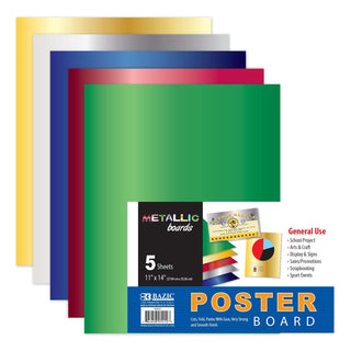 BAZIC 11" X 14" Metallic Poster Board, Metal Mirror Colored Paper Drawing Painting Scrapbooking Graphic Display, Art Craft Projects School Home DIY Decor (5/Pack), 1-Pack