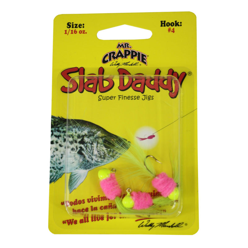 Blakemore TTI Fishing Co Mr Crappie Slab Daddy Hook-Pack of 3 (Chartreuse/Pink/Chartreuse, 1/16 Ounce)