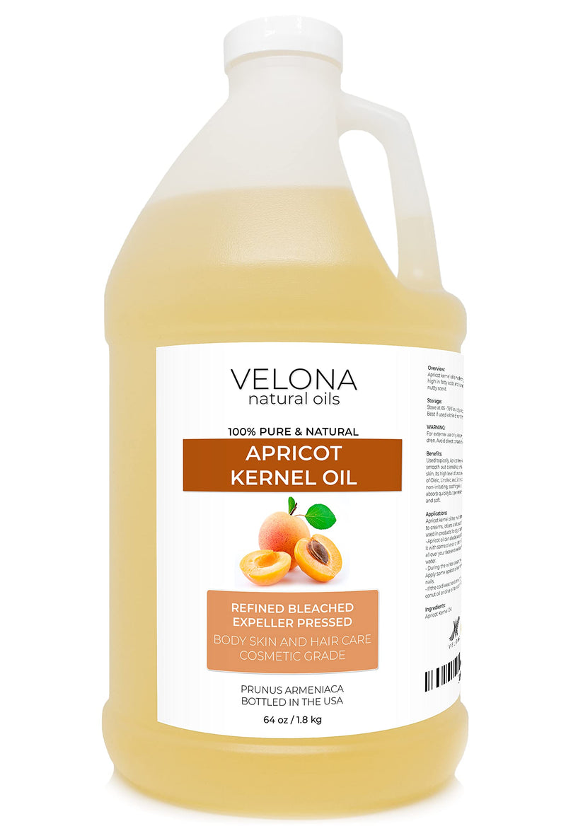 velona Apricot Kernel Oil 64 oz | 100% Pure and Natural Carrier Oil | Refined, Cold Pressed | Hair, Body and Skin Care | Use Today - Enjoy Results