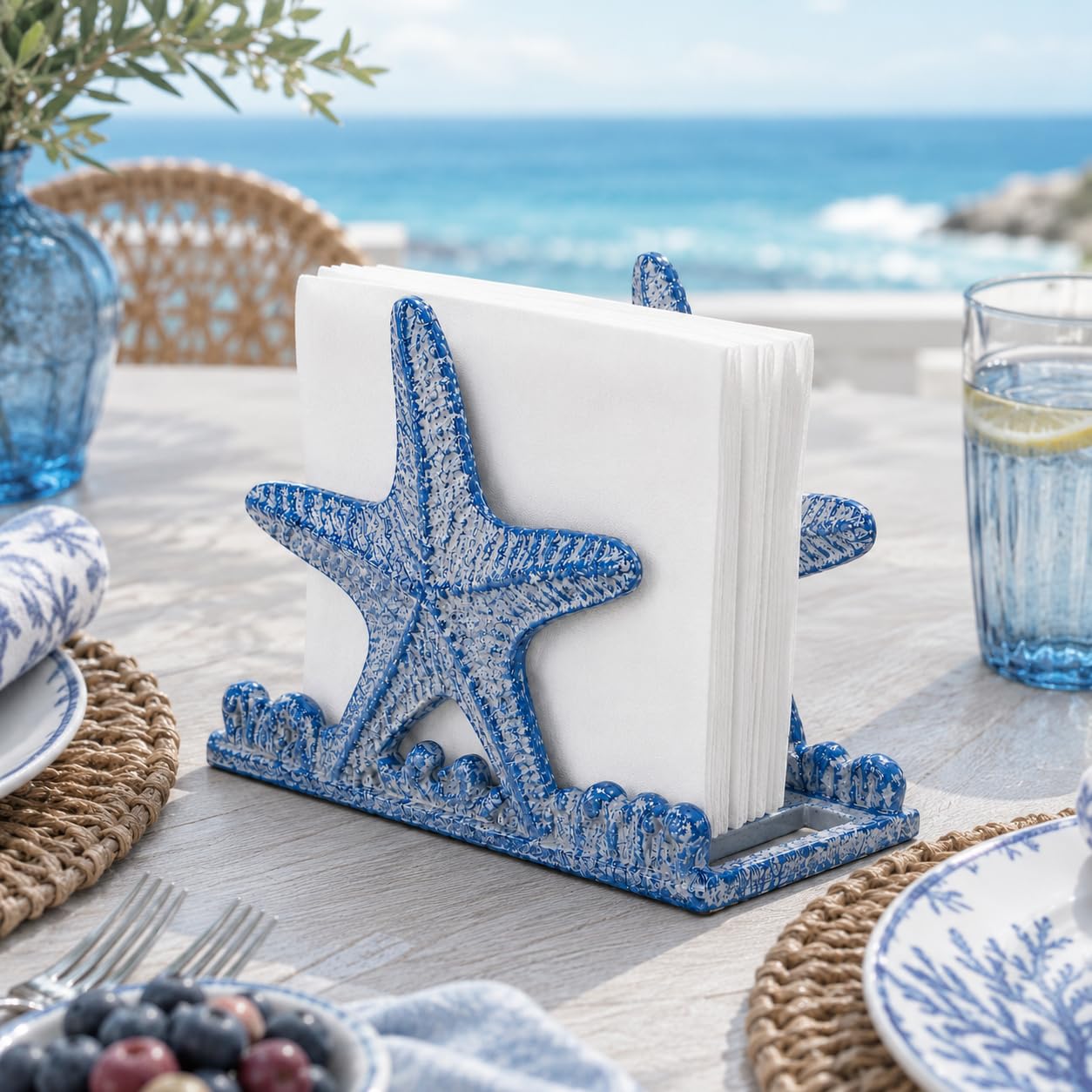 Comfy Hour 5.1 x 3.8 Inch Coastal Napkin Holder, Starfish Decor