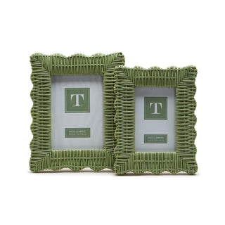 Two's Company Picture Frame, 4x6 inches, 5x7 inches, Green Wicker Weav