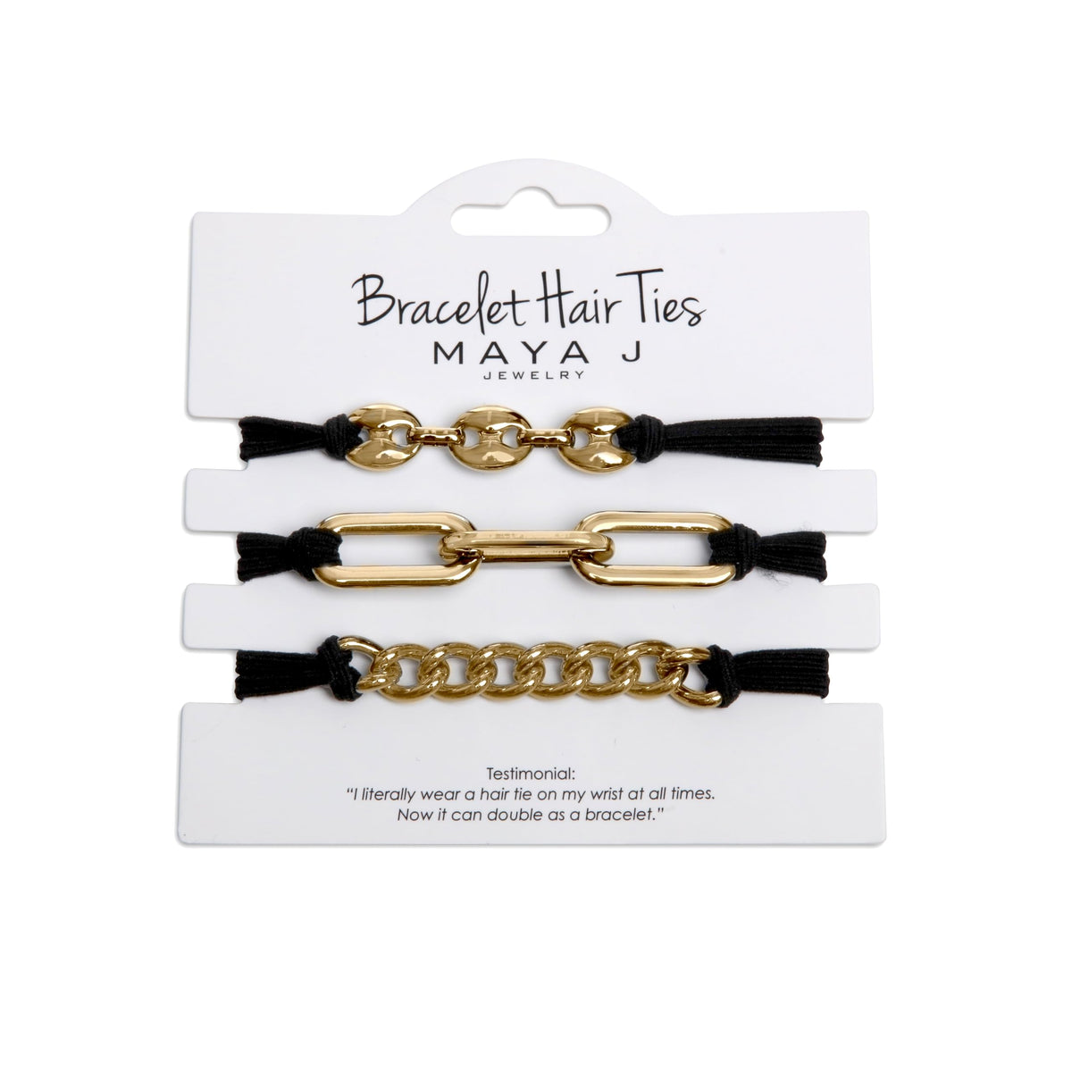 Maya J Hair Tie, 3 Count (Pack of 1), Black Golden