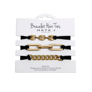 Maya J Hair Tie, 3 Count (Pack of 1), Black Golden