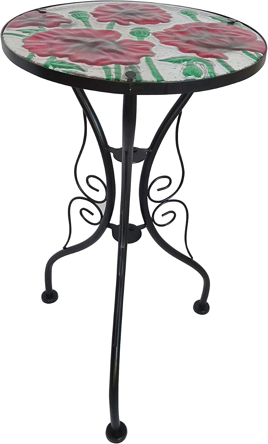 Comfy Hour Farmhouse Home Decor Collection 22" Red Flower Glass Top Metal Art Flowerpot Holder Plant Support Flower Stand, Garden and Home