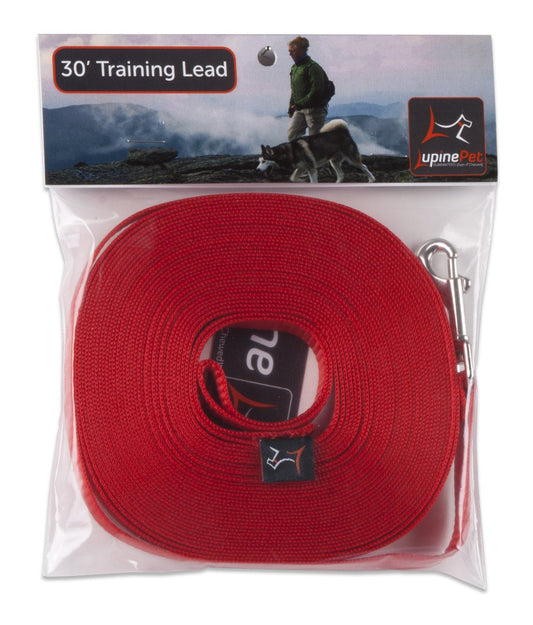 Lupine Pet Basics 1/2" Red 30-foot Extra-Long Training Lead/Leash for Small Pets