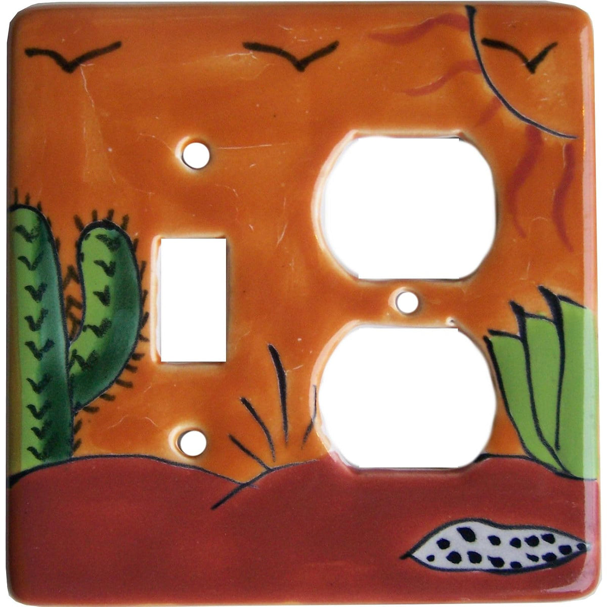 Fine Crafts Imports Wall Plate, Ceramic, Ivory,Orange
