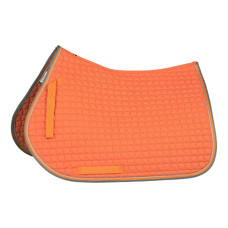 HORZE Adepto Padded All Purpose Quilted Equestrian Saddle Pad for Horses with Two-Tone Trim - Coral Gold - Horse