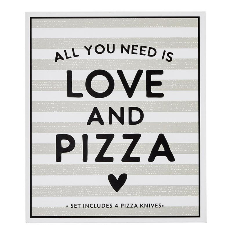 Santa Barbara Design Studio Pizza Knife Set Gift Book Box, 4-Count, Love and Pizza