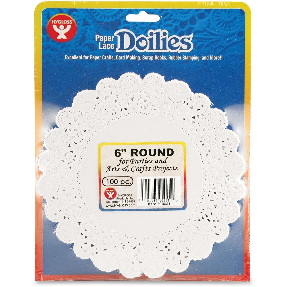 Hygloss Products Round Paper Lace Doilies, White, 6"", 100 Per Pack" (HYX10061)