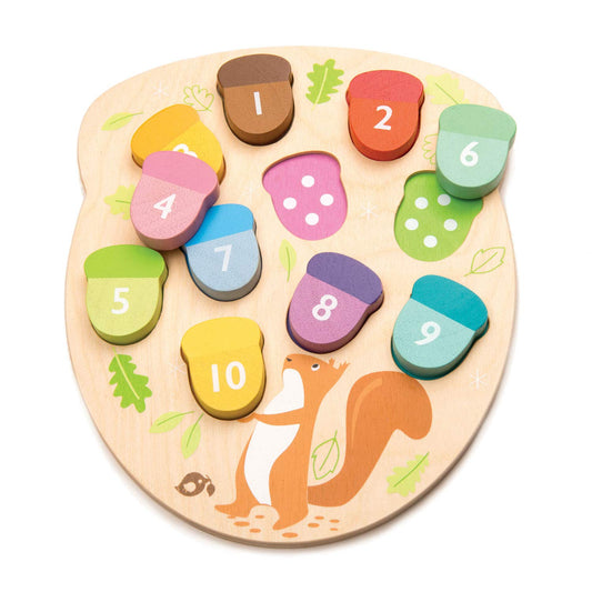 Tender Leaf Toys - How Many Acorns? - Counting, Sorting Activity Game for Children