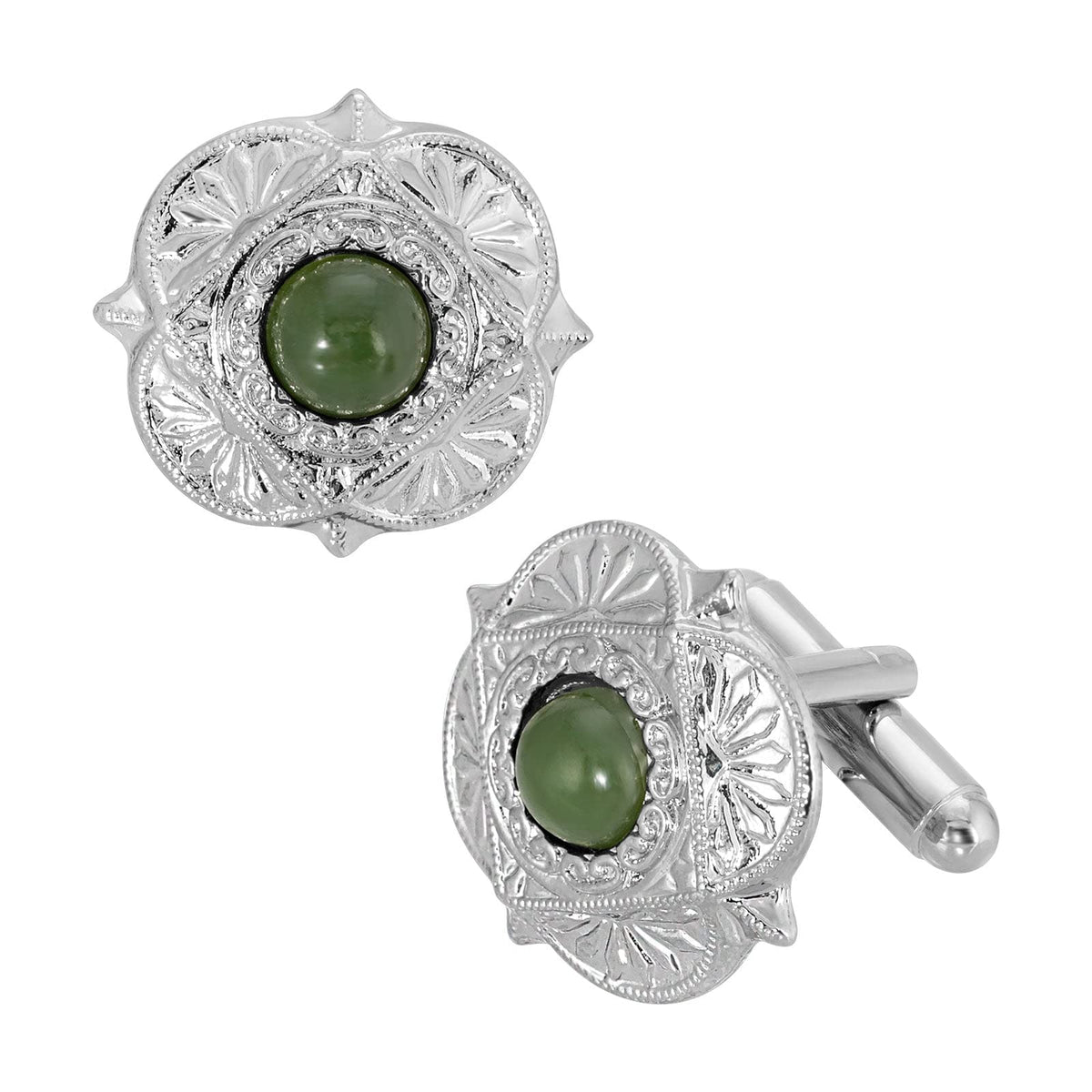1928 Jewelry Company Cuff Link, 0.75"L x 0.75"W, Jade