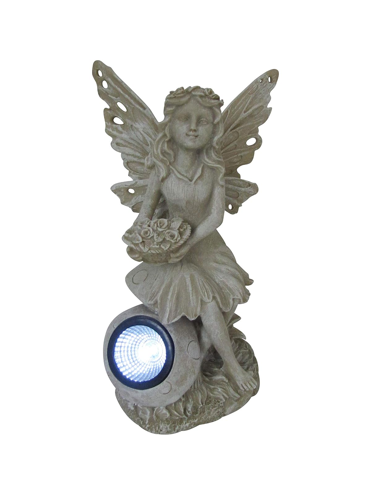 Comfy Hour Faith and Hope Collection Resin 12" Praying Angel with Flower Basket Solar Light Garden Statue