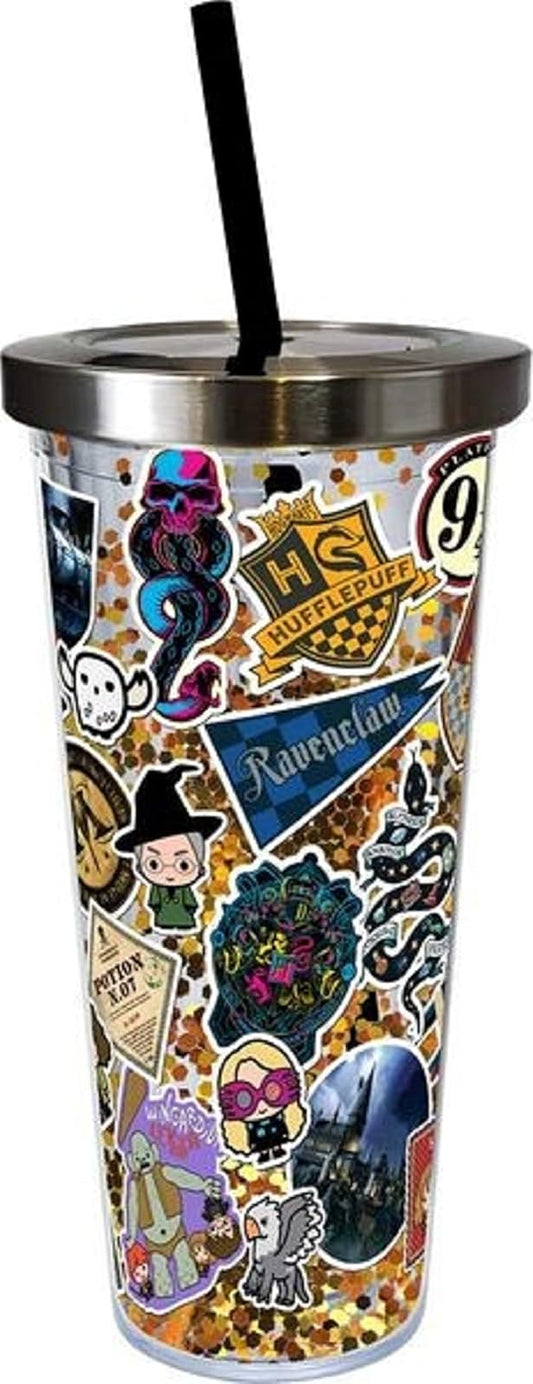 Spoontiques Harry Potter Sticker Art Glitter Cup, Gift for Kids and Adults, Holds Hot and Cold Beverages