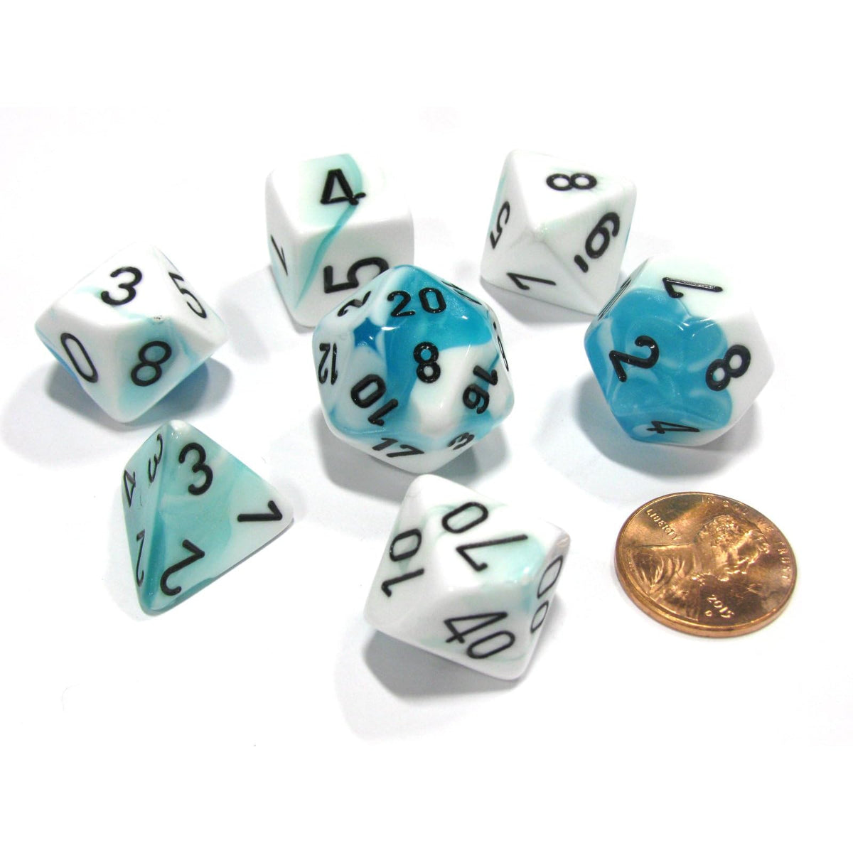 Chessex Game Dice, One Size, Teal/White/Black