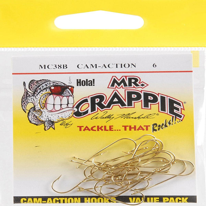 Mr. Crappie MC38B 6 Cam-Action Hooks Gold