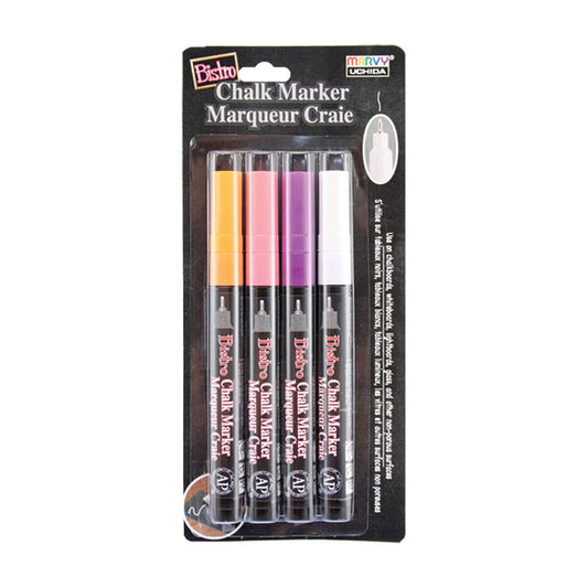 Uchida of America 485-4H Extra Fine Tip Bistro Chalk Marker Set, Multicolor 4 Pack
