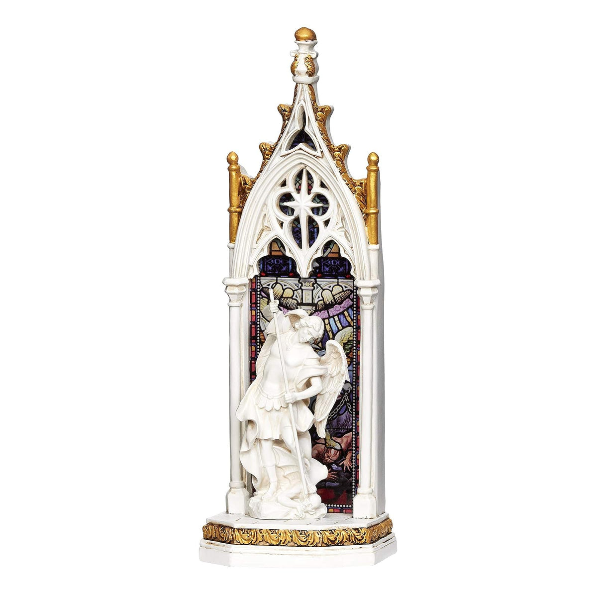 Joseph's Studio by Roman - St. Michael Holy Family Window LED Figure, Renaissance Collection, 11.75" H, Resin and Stone, Religious Gift, Decoration, Battery Operated
