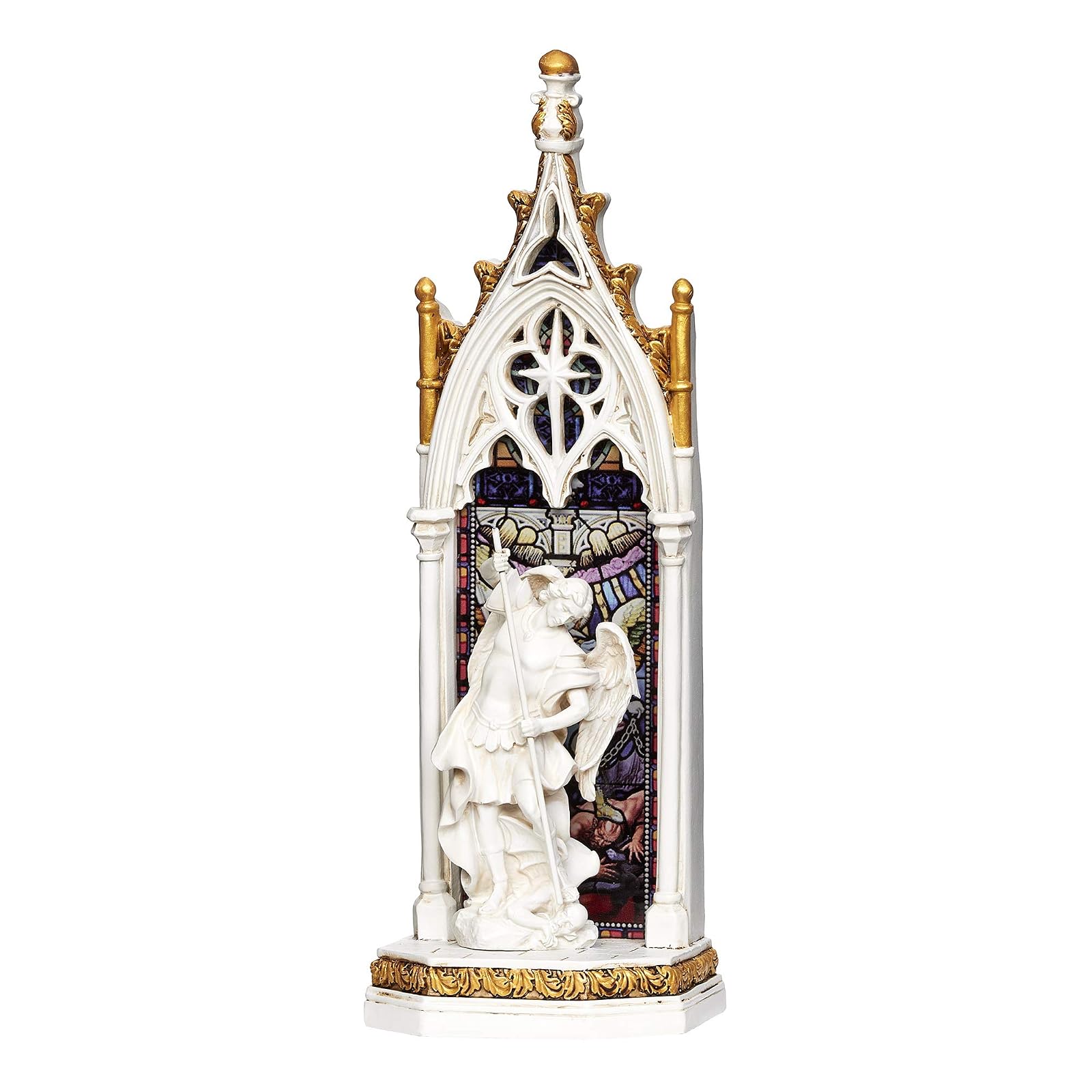 Joseph's Studio by Roman - St. Michael Holy Family Window LED Figure, Renaissance Collection, 11.75" H, Resin and Stone, Religious Gift, Decoration, Battery Operated