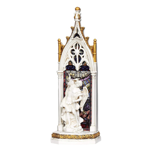 Joseph's Studio by Roman - St. Michael Holy Family Window LED Figure, Renaissance Collection, 11.75" H, Resin and Stone, Religious Gift, Decoration, Battery Operated