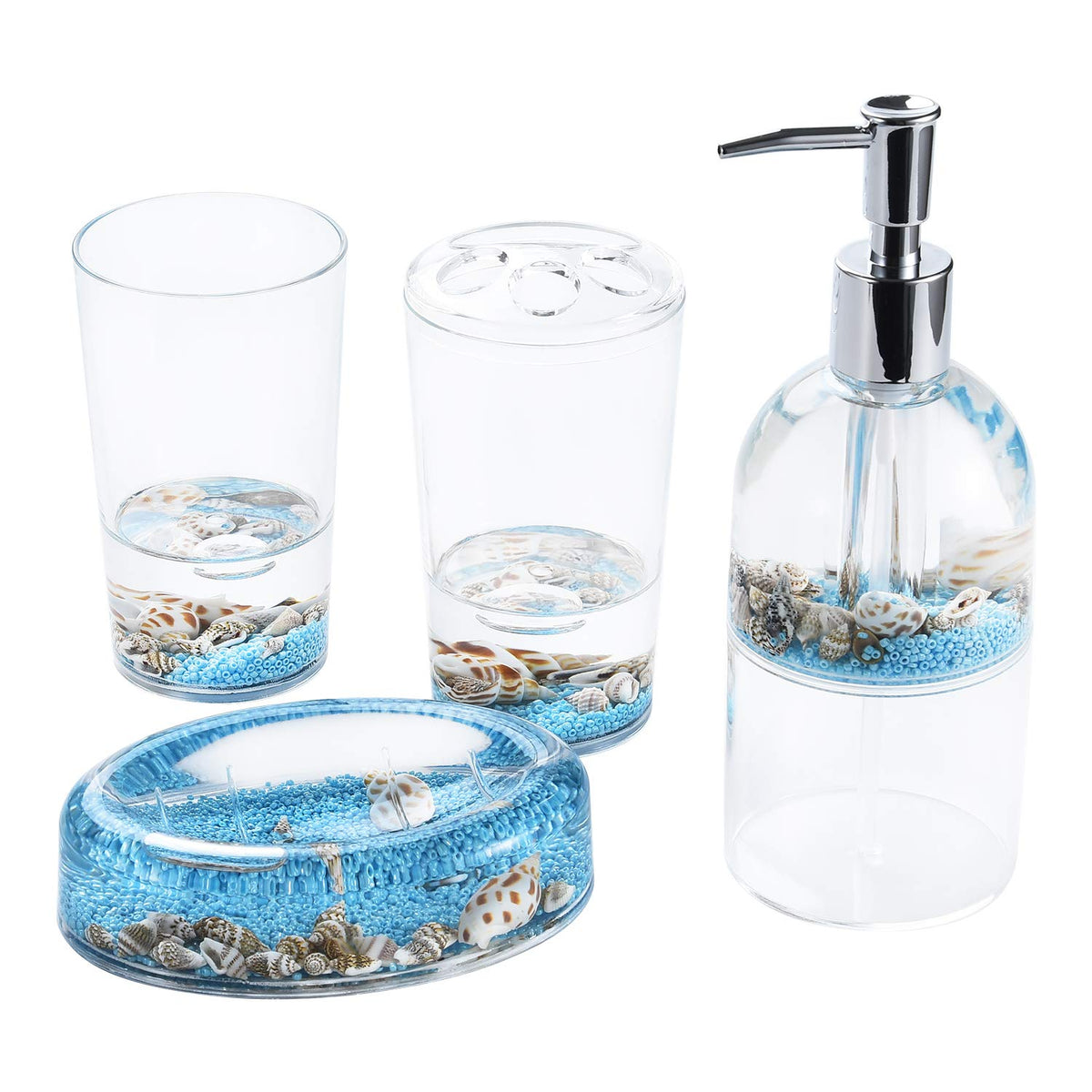 Locco Decor Bathroom Container Set, 4-piece, Conch