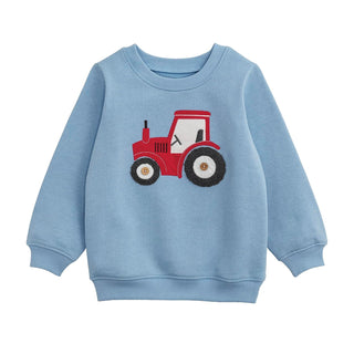 Mud Pie Sweatshirt, Blue, Kids Tractor Sweatshirt