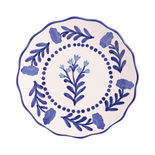 Mud Pie Dishware Plate, 8" dia, Blue Round Flower