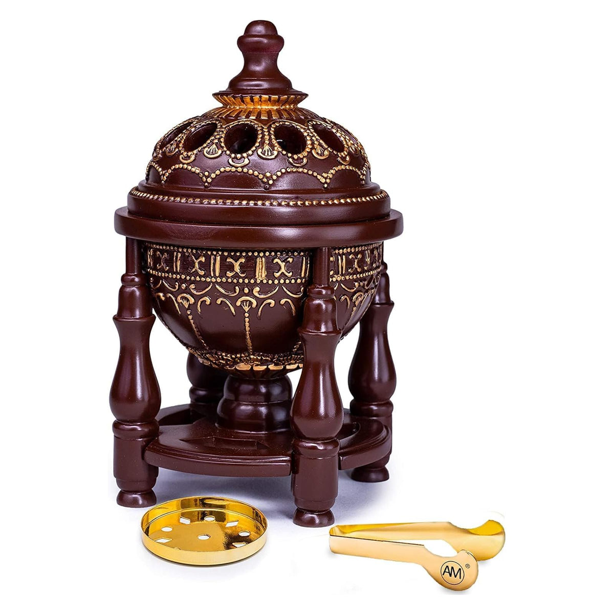 AM Incense Holder, 4 Pillar Brown