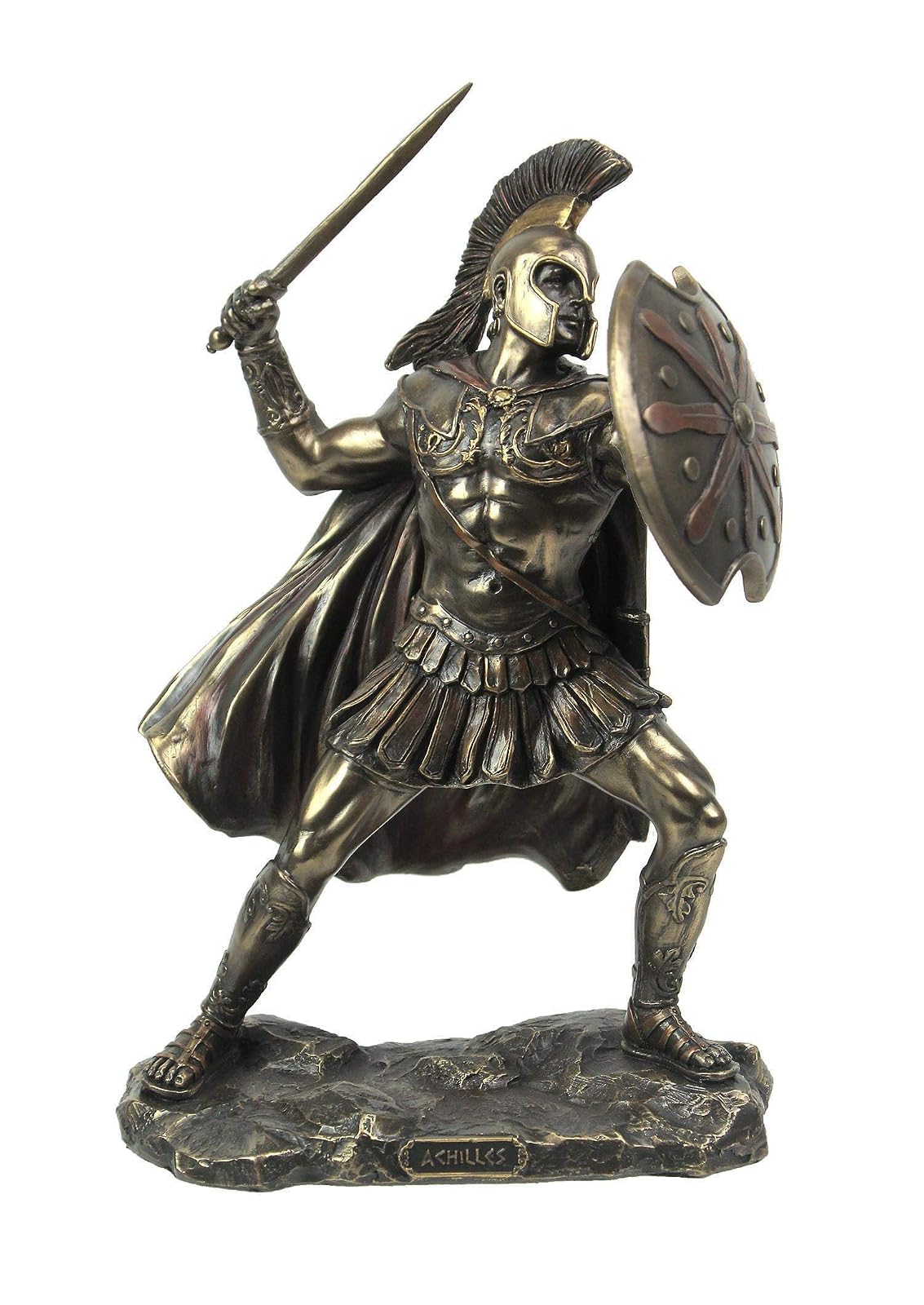 Veronese Design 9 5/8 Inch Greek Hero Achilles Battle Stance Cold Cast Resin Antique Bronze Finish Statue Home Decor