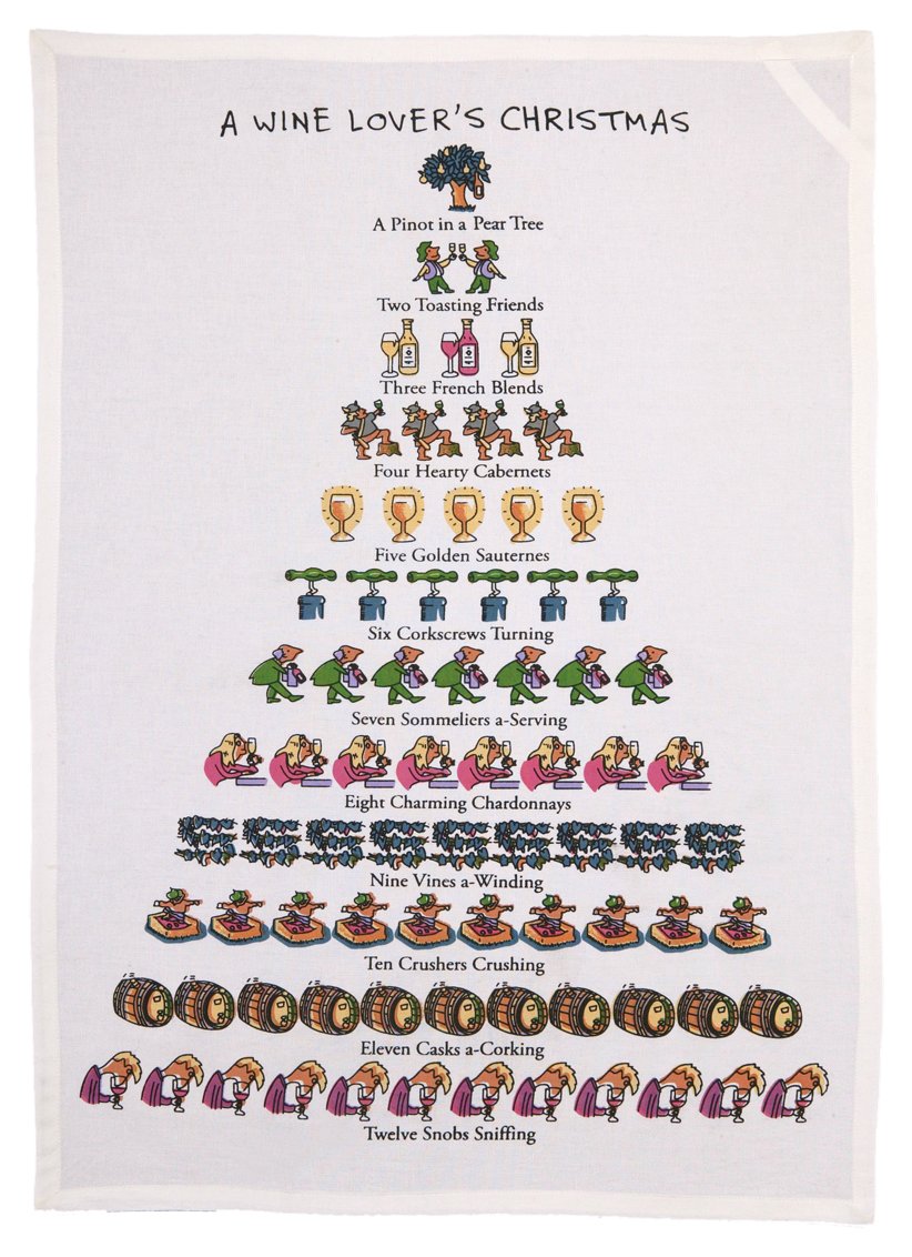Peking Handicraft Mistletoe & Co. A A Wine Lover's Christmas Kitchen Towel, 18" x 26"