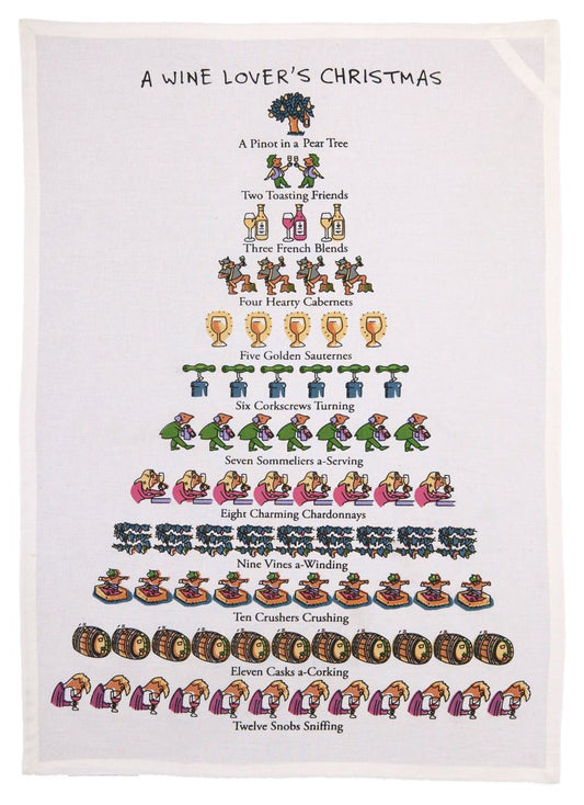 Peking Handicraft Mistletoe & Co. A A Wine Lover's Christmas Kitchen Towel, 18" x 26"