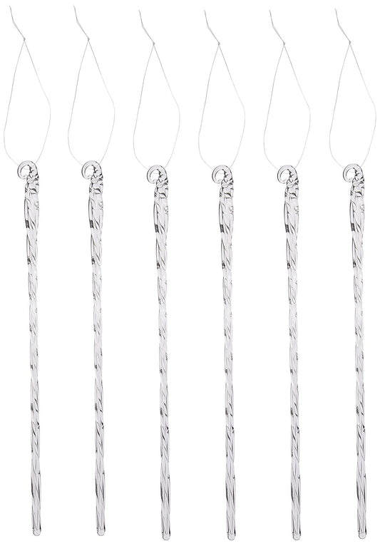 Kurt Adler 6-Piece Glass Twist Icicle Ornaments, 7.5-Inch