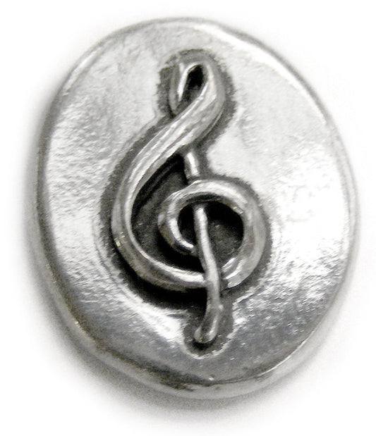 Basic Spirit Musical Treble Clef - Listen : Pocket Token or Lucky Novelty Coin, One Inch, Handcrafted Lead-Free Pewter