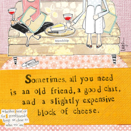 Boston International Curly Girl 3-Ply Paper Napkins, 20-Count Cocktail Size, Block of Cheese