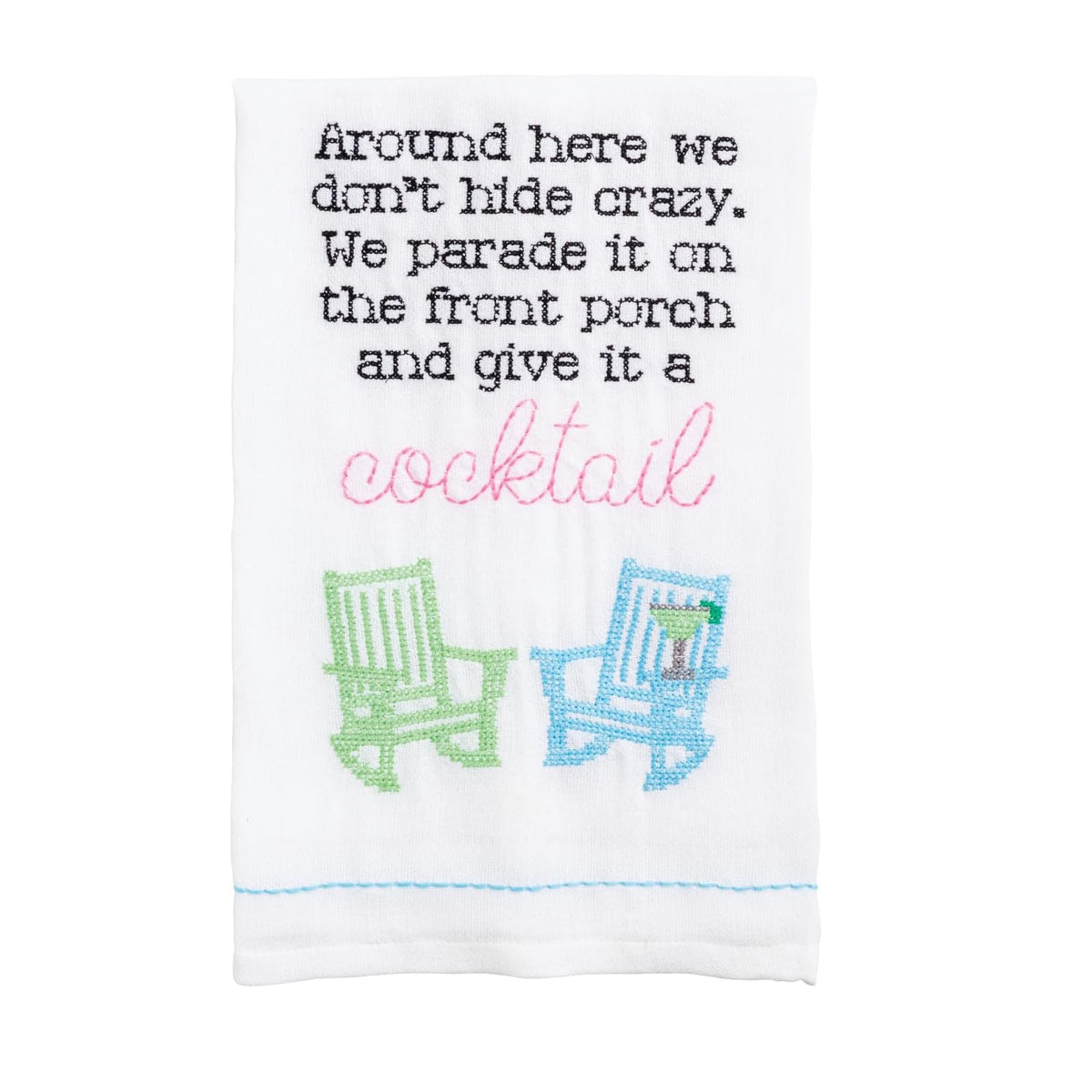 Mud Pie Towel, 26" x 16 1/2", White Cocktail