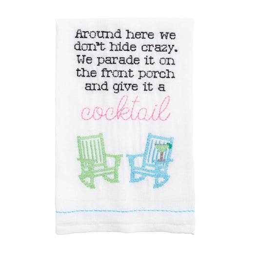 Mud Pie Towel, 26" x 16 1/2", White Cocktail