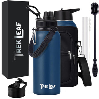 Trek Leaf Bottle, 32 Ounces, Navy Blue