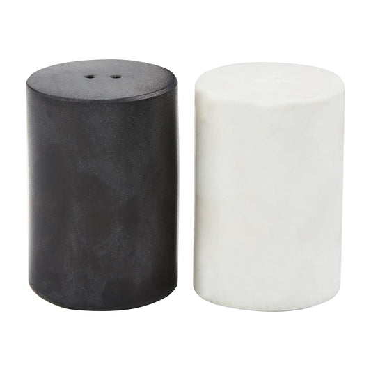 Mud Pie  Marble S P Shakers, 2 3/4" x 1 3/4" dia, Black and White