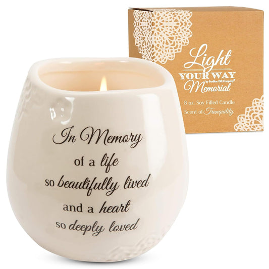 Pavilion Light Your Way Memorial 19178 Beautifully Lived Ceramic Soy Wax Candle